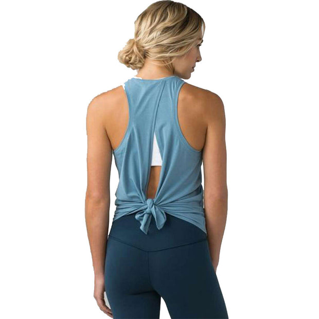 Backless Yoga Tank: Sleeveless, Off-Shoulder Sports Shirt for Women