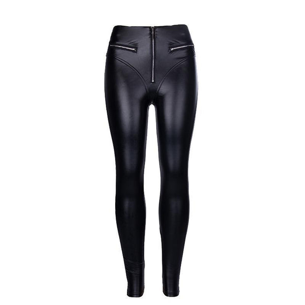 Peachy High-Waist Pu Leather Pants for Women