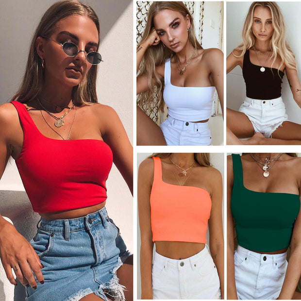 Summer Sexy One-Shoulder Crop Top